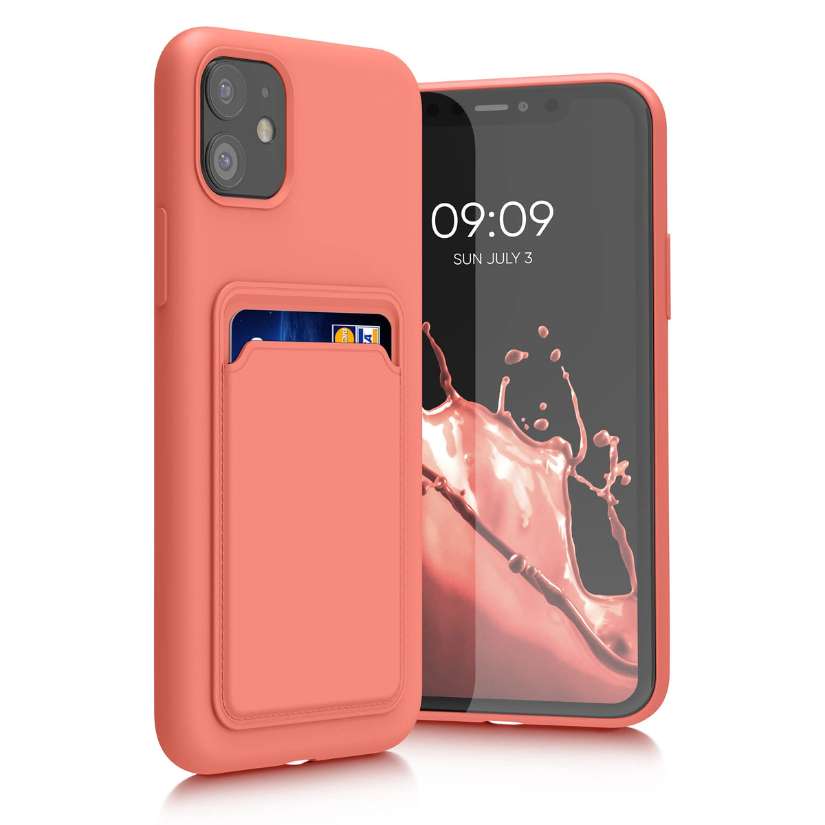 Kwmobile Case Compatible With Apple Iphone 11 Case   Tpu Phone Cover With Credit Card Holder   Coral
