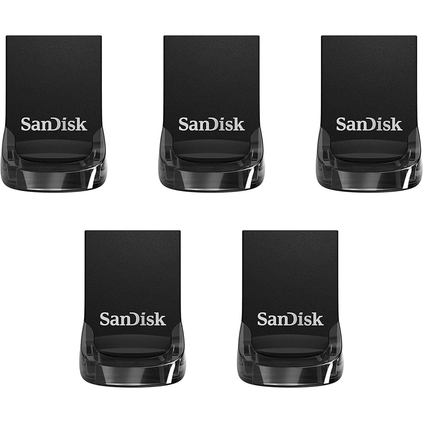 SanDisk 128GB 5-Pack Ultra Fit USB 3.2 Gen 1 Flash Drive (5x128GB) - Up to 400MB/s, Plug-and-Stay Design, Non-Retail Packaging -