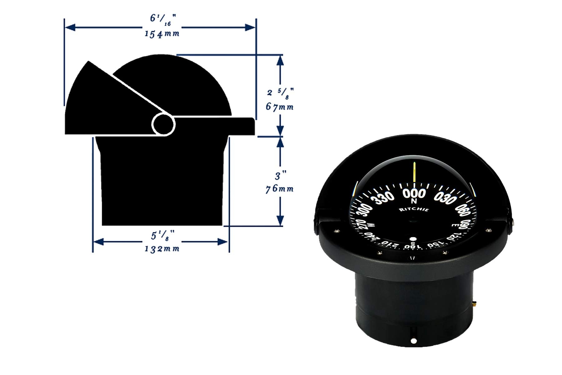 Ritchie Fn 201 Navigator Compass   Flush Mount   Black