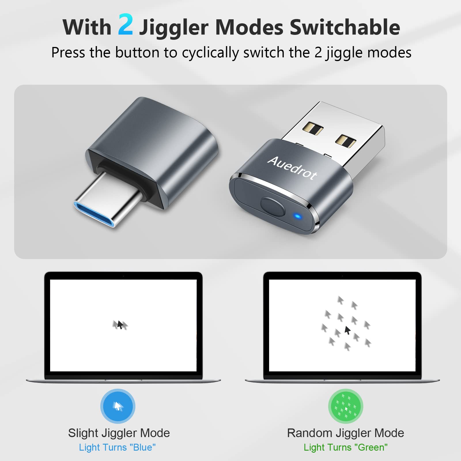Mouse Jiggler Undetectable Metal Usb Mouse Mover With Switch Button, Automatic Mini Mouse Shaker With 2 Jiggle Modes, Driver Fre