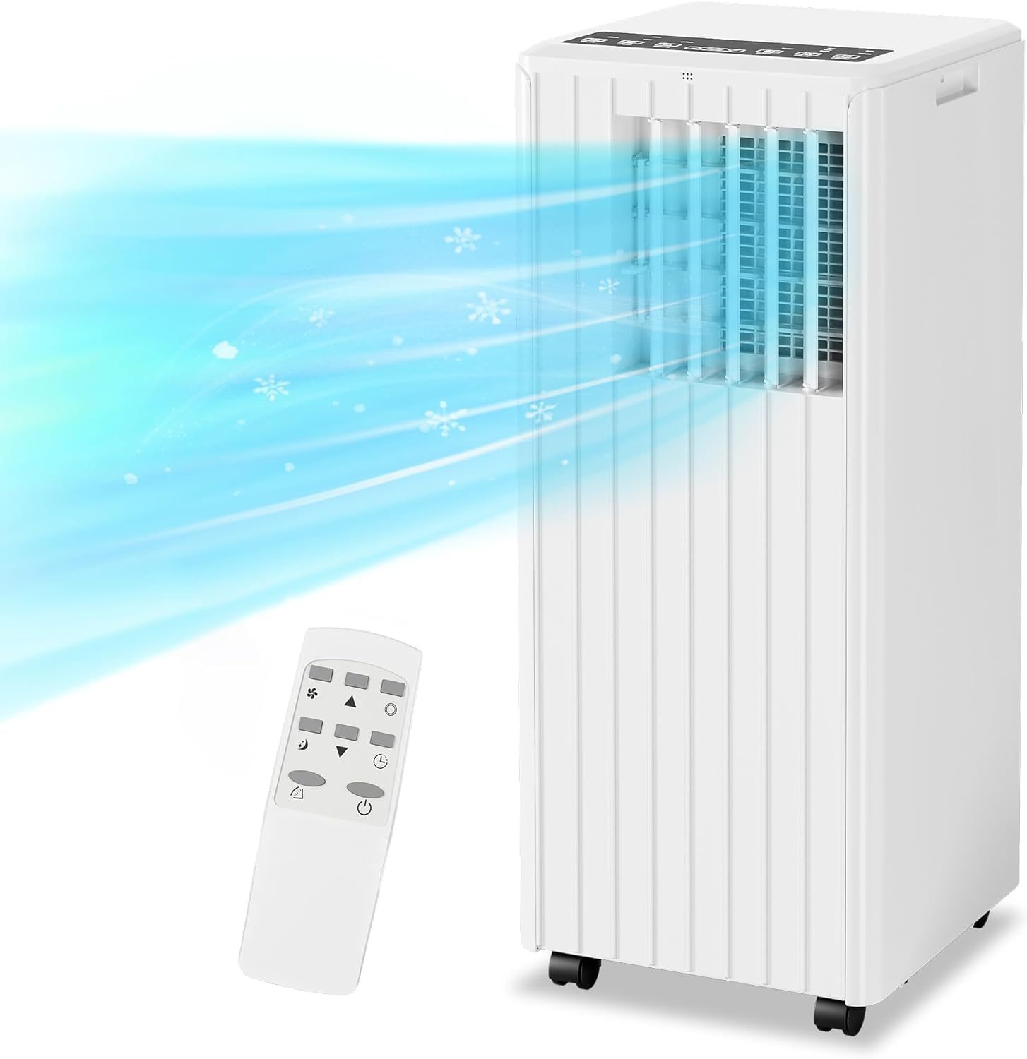 8000 BTU Portable Air Conditioner - Fast Cooling for Rooms Up to 250 Sq. Ft, Multi-functional with Dehumidifier & Fan, LED Displ