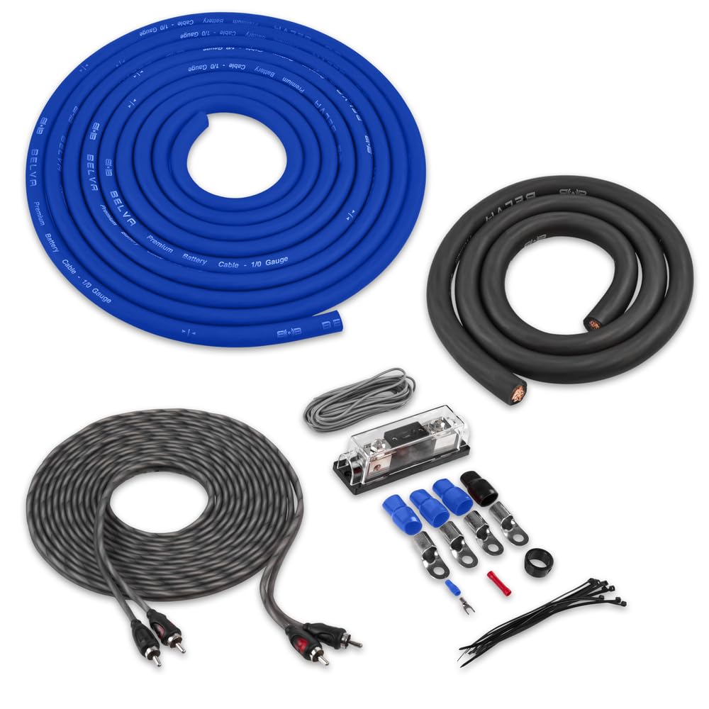 Belva True 1/0 Gauge Awg Premium Cca Complete Amplifier Wiring Kit With Ofc 2 Channel Rca Cable   Bak02Bl Blue