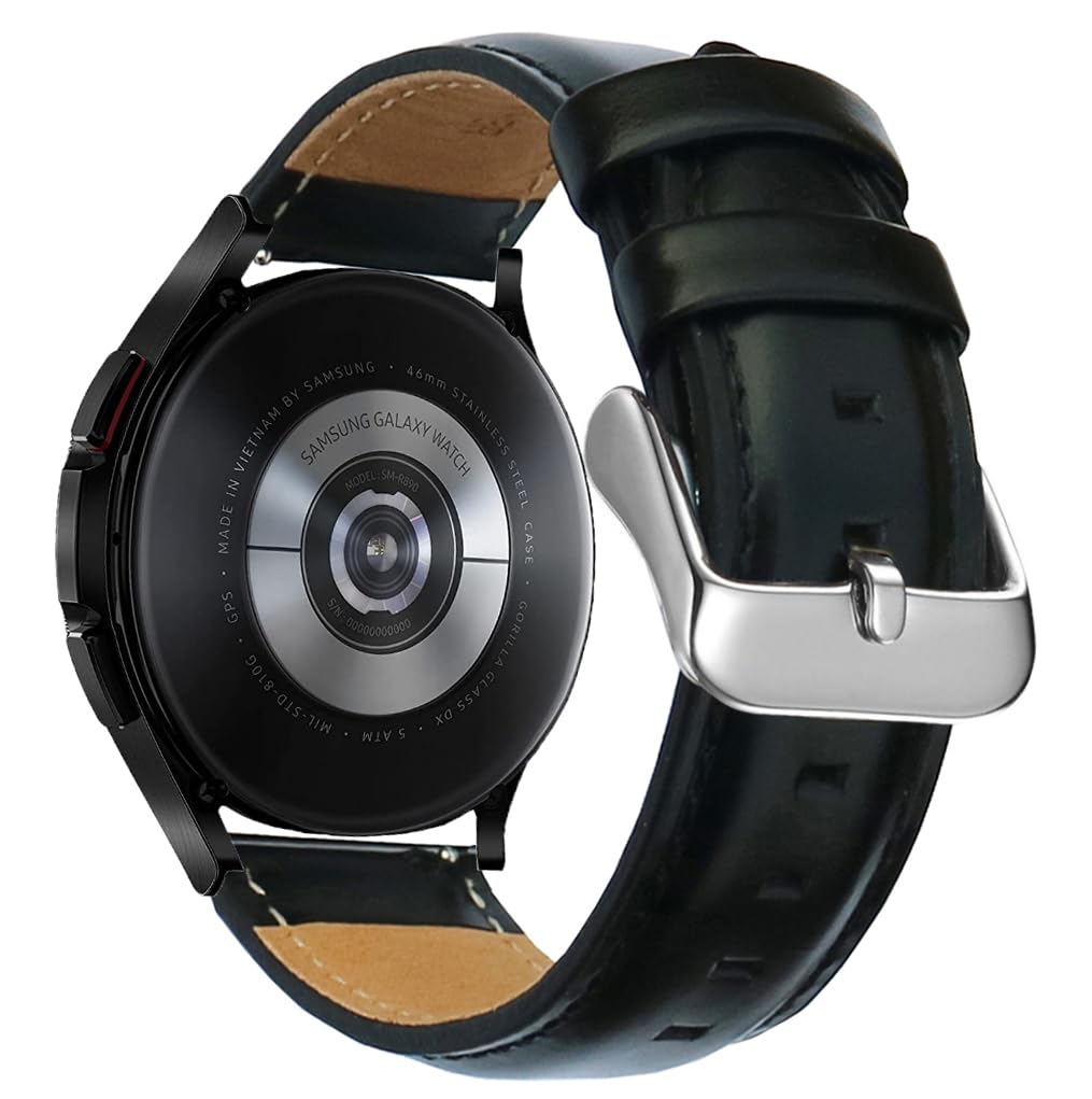 Otopo Compatible With 46Mm Galaxy Watch Band/Gear S3 Bands/Ticwatch Pro Bands, 22Mm Quick Release Genuine Leather Replacement Wr