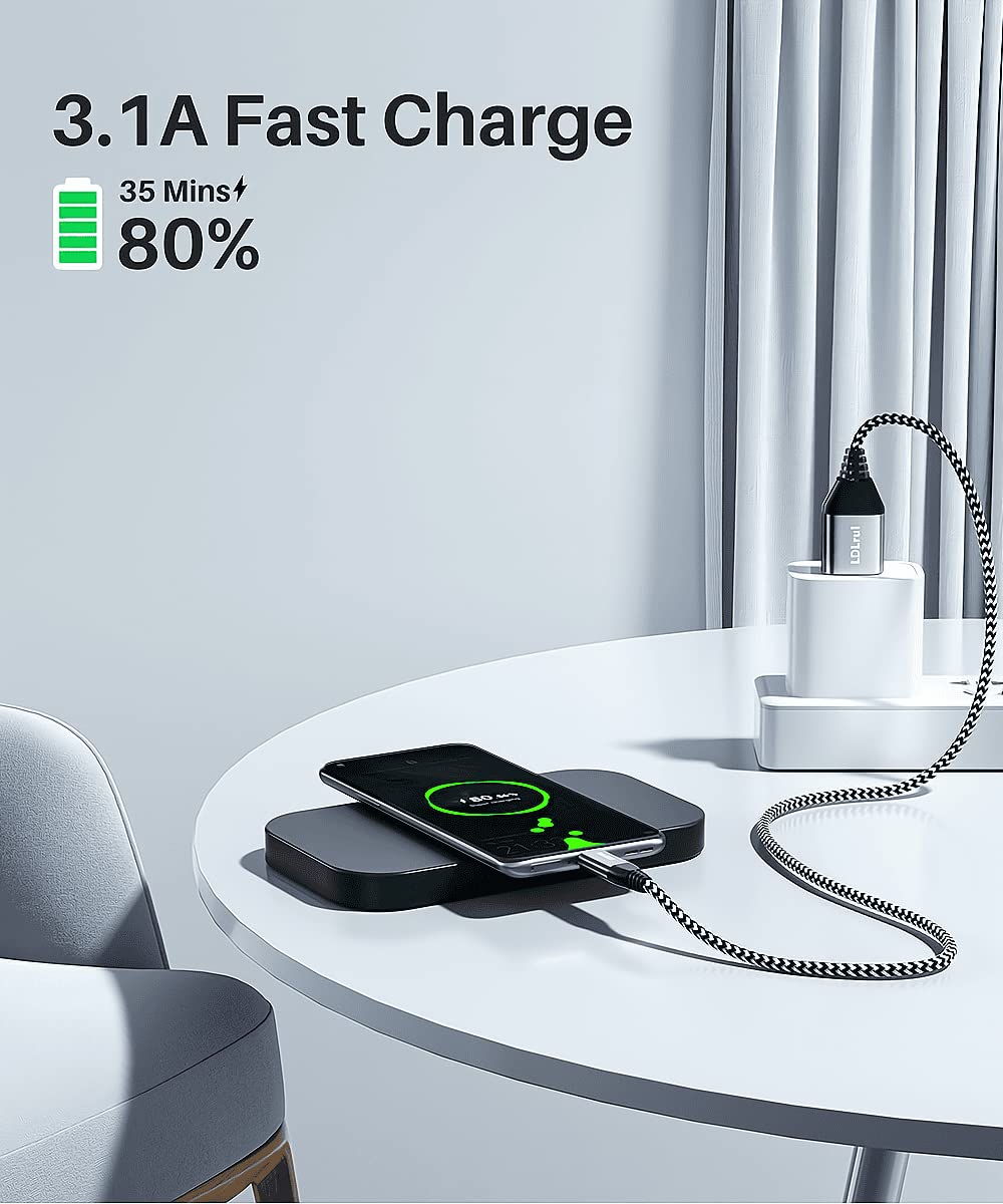 Long Usb To Usb C Data Cable [10Ft, 2Pack], Usb 3.2 Gen 2 To Type C Cord 10Gbps Hi Speed Sync 3.1A Fast Charge For Iphone 16/15 Pro Max, Samsung Galaxy S23/S22, Car Charger, Dash Cam, Ps5 Controller