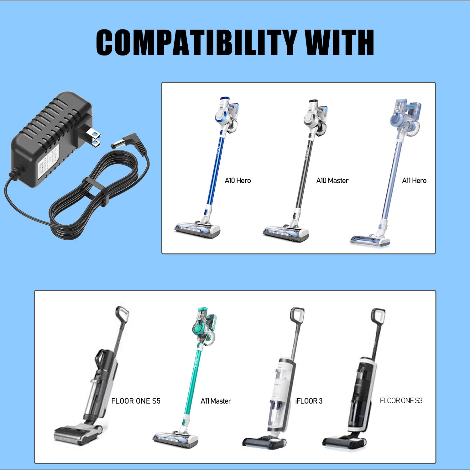 Boeea Charger Replacement For Tineco Vacuum Ifloor 2, Ifloor 3,A10 A11 Floor One S3, 26V Ac/Dc Adapter Charging Cable Power Cord