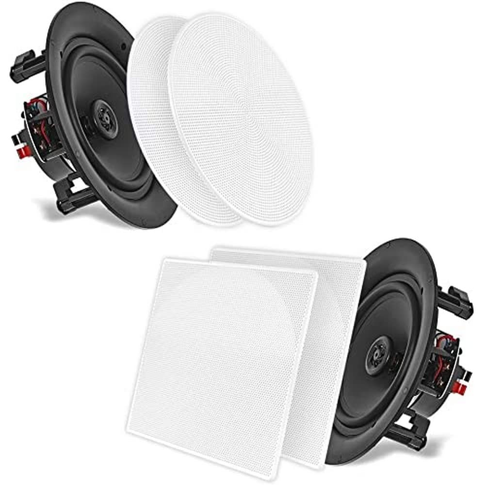 Pyle 10    Ceiling Wall Mount Speakers - Pair of 2-Way Full Range Sound Stereo Speaker Audio System Flush Design w/ Electronic C
