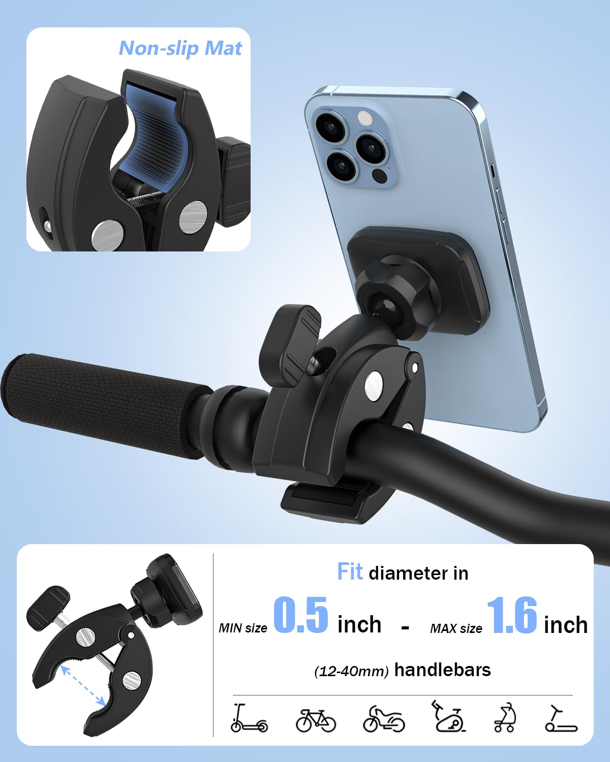 Woleyi Magnetic Spin Bike Phone Holder, Phone Mount For Exercise Bike, Stationary Bicycle, Treadmill, Stroller, Elliptical, Micr