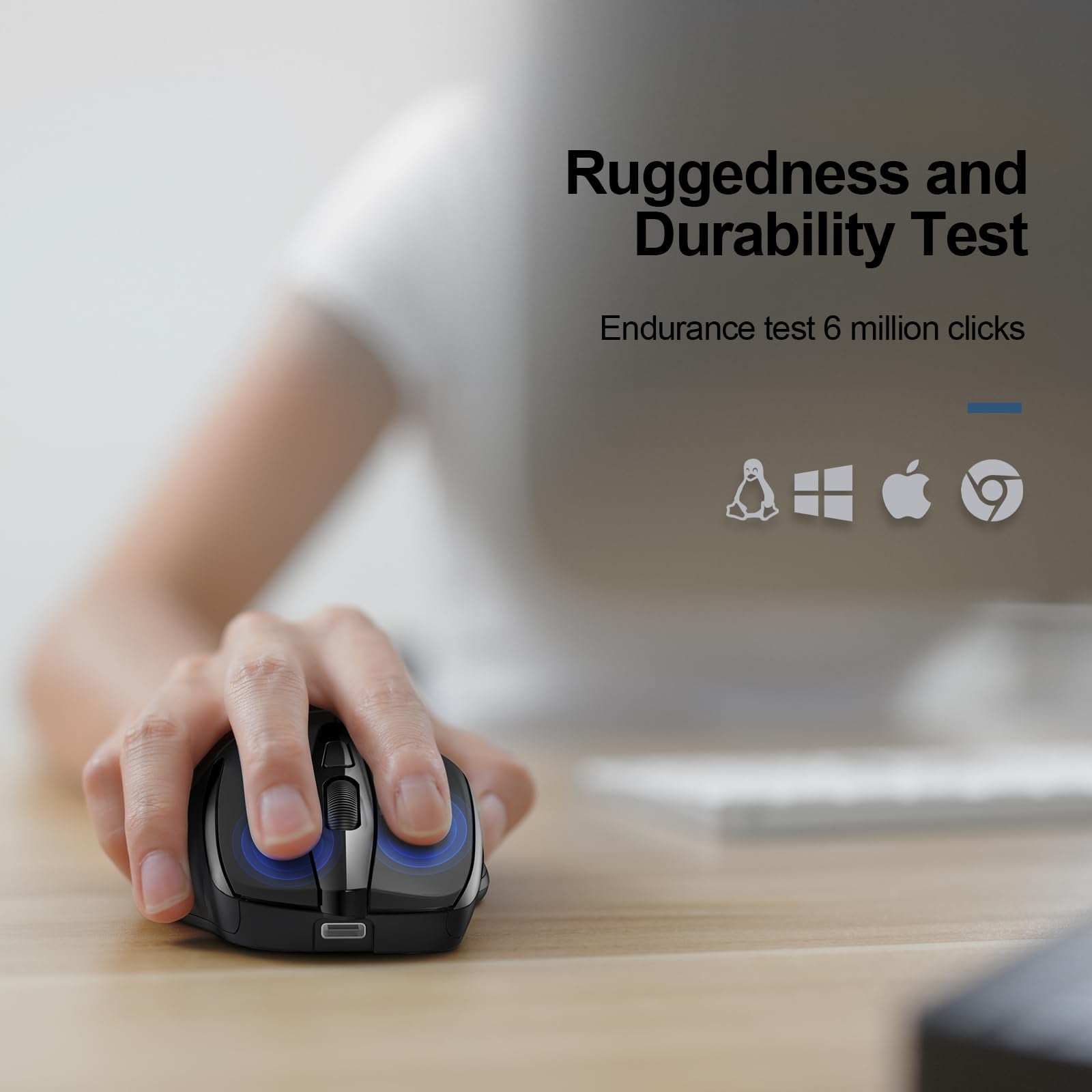 Tecknet Rechargeable Wireless Mouse, 2.4G Silent Mouse, Quiet Click, 6 Adjustable 4800 Dpi, Cordless Computer Mouse, Ergonomic Mouse For Laptop, 6 Buttons Usb Mouse For Chromebook, Ergo Grip   Black