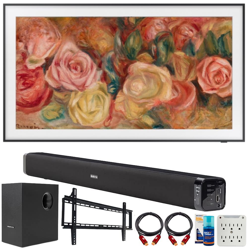 Samsung Qn55Ls03Dafxza 55 Inch The Frame Qled 4K Smart Tv (2024 Model) Bundle With Deco Gear Home Theater Soundbar With Subwoofe