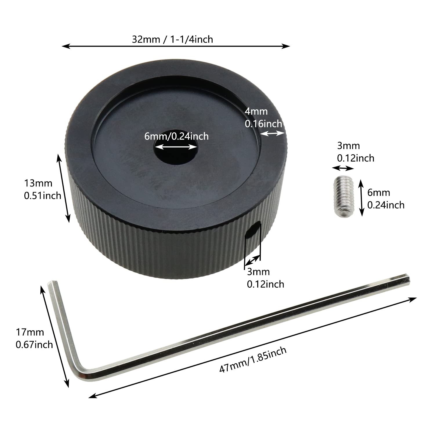 Volume Control Switch Knob Luorng 2Pcs 32X13Mm Aluminum Sound Control Rotary Switch Knob For 6Mm Potentiometer Volume Tuning Kno