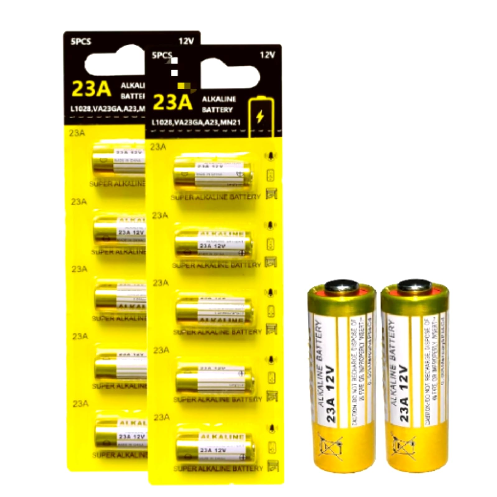 12V A23 Battery, 10 Pack, for Remote Control,23A 12 Volt Battery A23 Batteries- Long Lasting