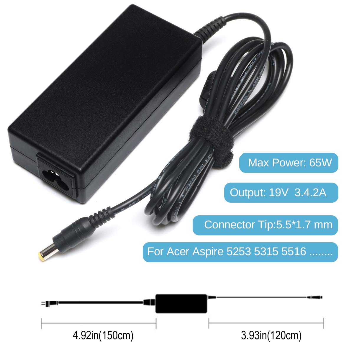 65W 19V 3.42A Ac Adapter Charger For Acer Aspire V3 V5 E1 E3 E5 Es1 R3 M5 F5 5000 5100 5250 6920 7741Z N15Q1 N16Q2 Laptop Power