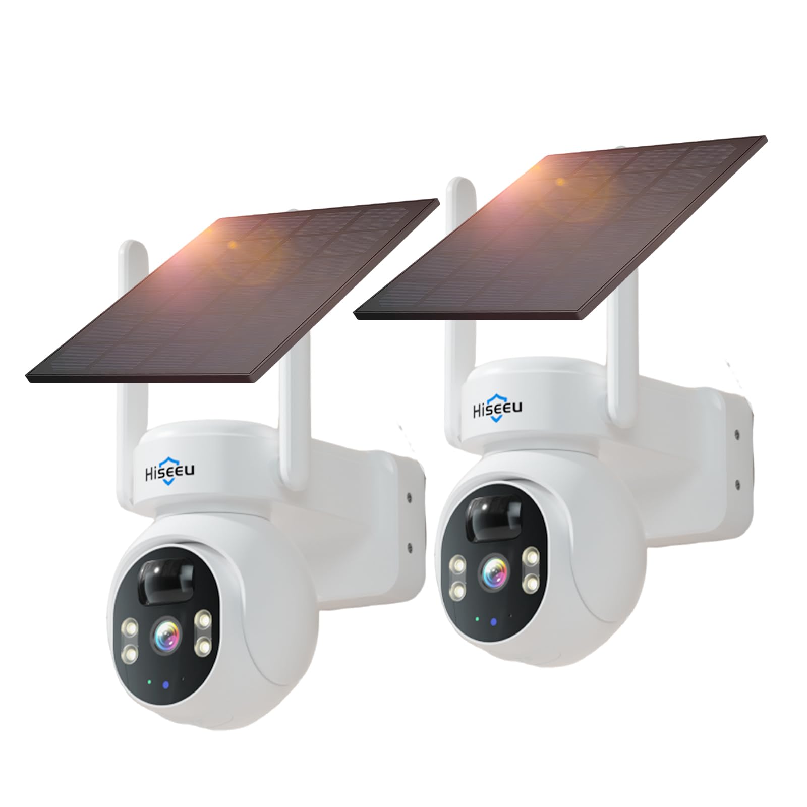 Hiseeu Solar Camera, 4Mp 100% Wireless Wifi Camera Outdoor, Humanoid Detection, Ptz 360 View, Color Night Vision, Ip66 Waterproo