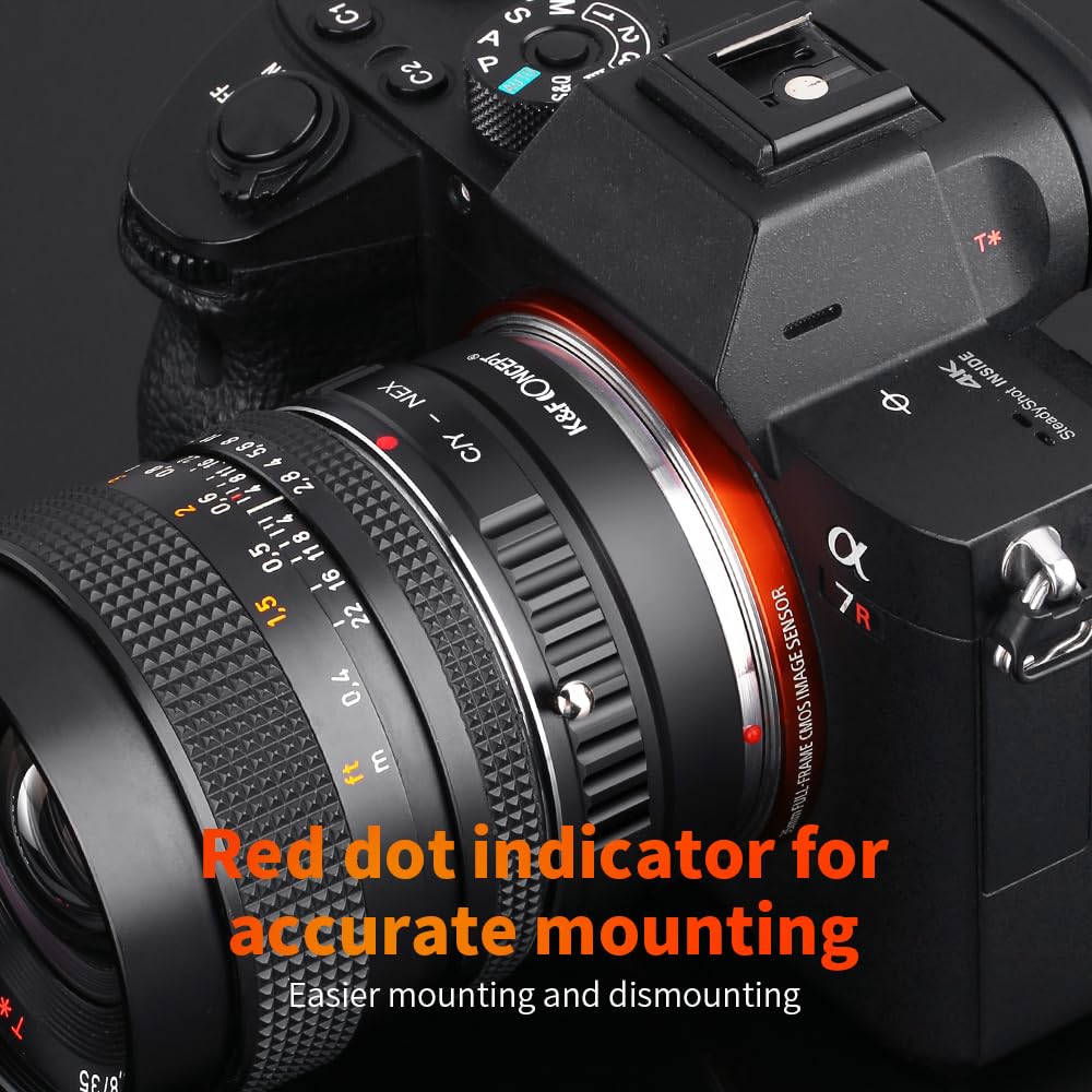 K&F Concept Lens Mount Adapter, Contax/Yashica (C/Y) Lens To Sony Alpha Nex E Mount Camera