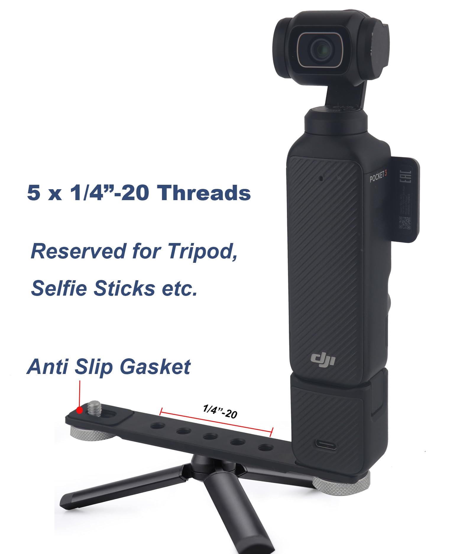 Pocket 3 Phone Holder Mount, 360 Rotate 90 Tilt Phone Clip With 1/4'' Cnc Metal Expansion For Dji Osmo Pocket 3 Insta 360 X5 X4,