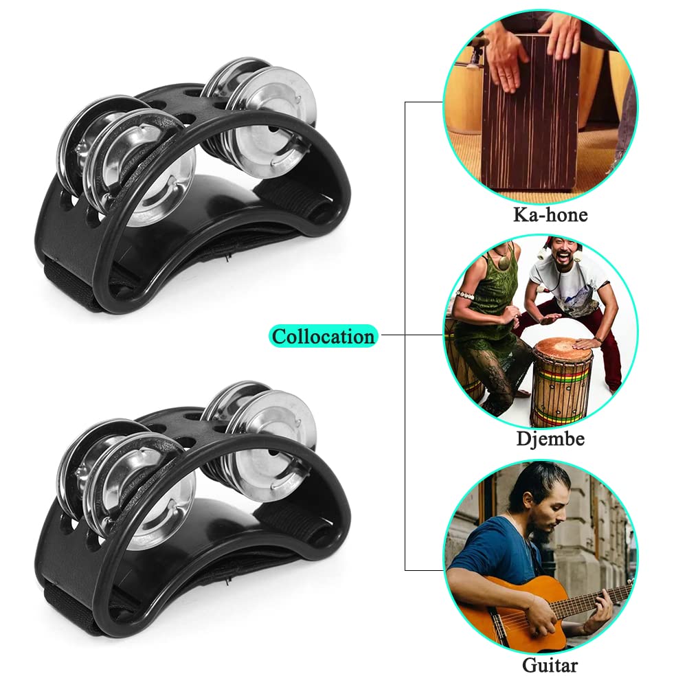 2 Pcs Foot Tambourine, Findtop Foot Shaker, Tambourines For Adults, Collocation Drums, Guitars, Metal Bells, For Concerts, Parti