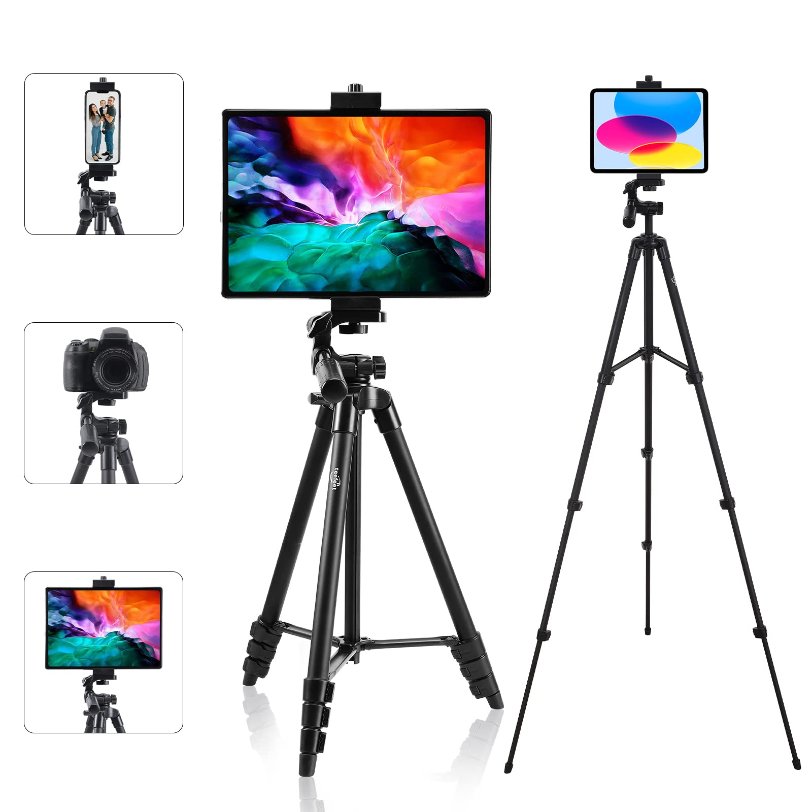 Teefeet Tablet Tripod 53 Inch Tripod For Ipad Aluminum Smartphone Tripod For Iphone Ipad Pro Camera Mobile Phone Lightweight Tra
