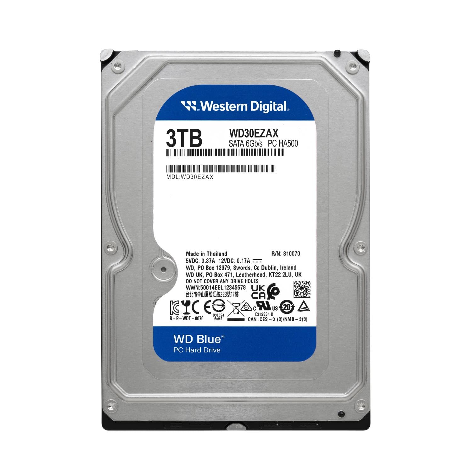 Western Digital 3Tb Wd Blue Pc Internal Hard Drive Hdd - 5400 Rpm, Sata 6 Gb/S, 256 Mb Cache, 3.5 - Wd30Ezax