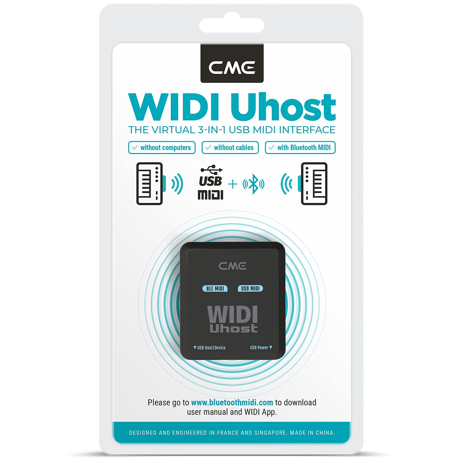 Cme Widi Uhost - Bluetooth Midi Interface & Usb Host For Class-Compliant Instruments, Controllers & Keyboards - Works With Windo