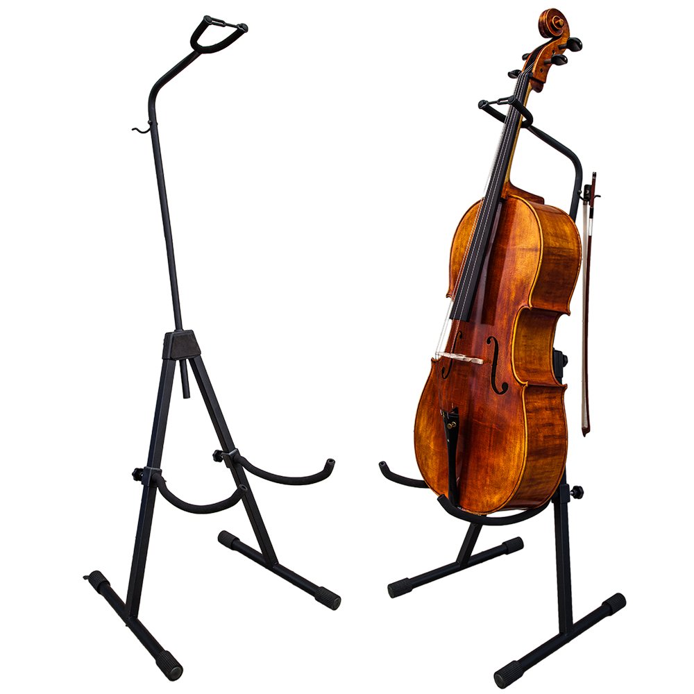 Paititi Adjustable Foldable Stand For Cello With Hook For Bow   Black