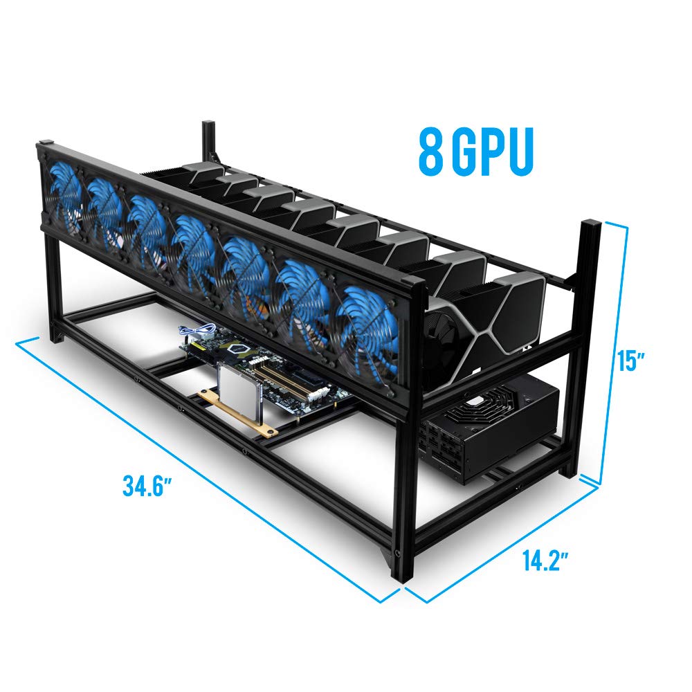 Kingwin 8 Gpu Miner Rig Case Frame   Premium Stackable Aluminum Mining Rig Enclosure For Efficient Crypto Mining, Test Bench Pc