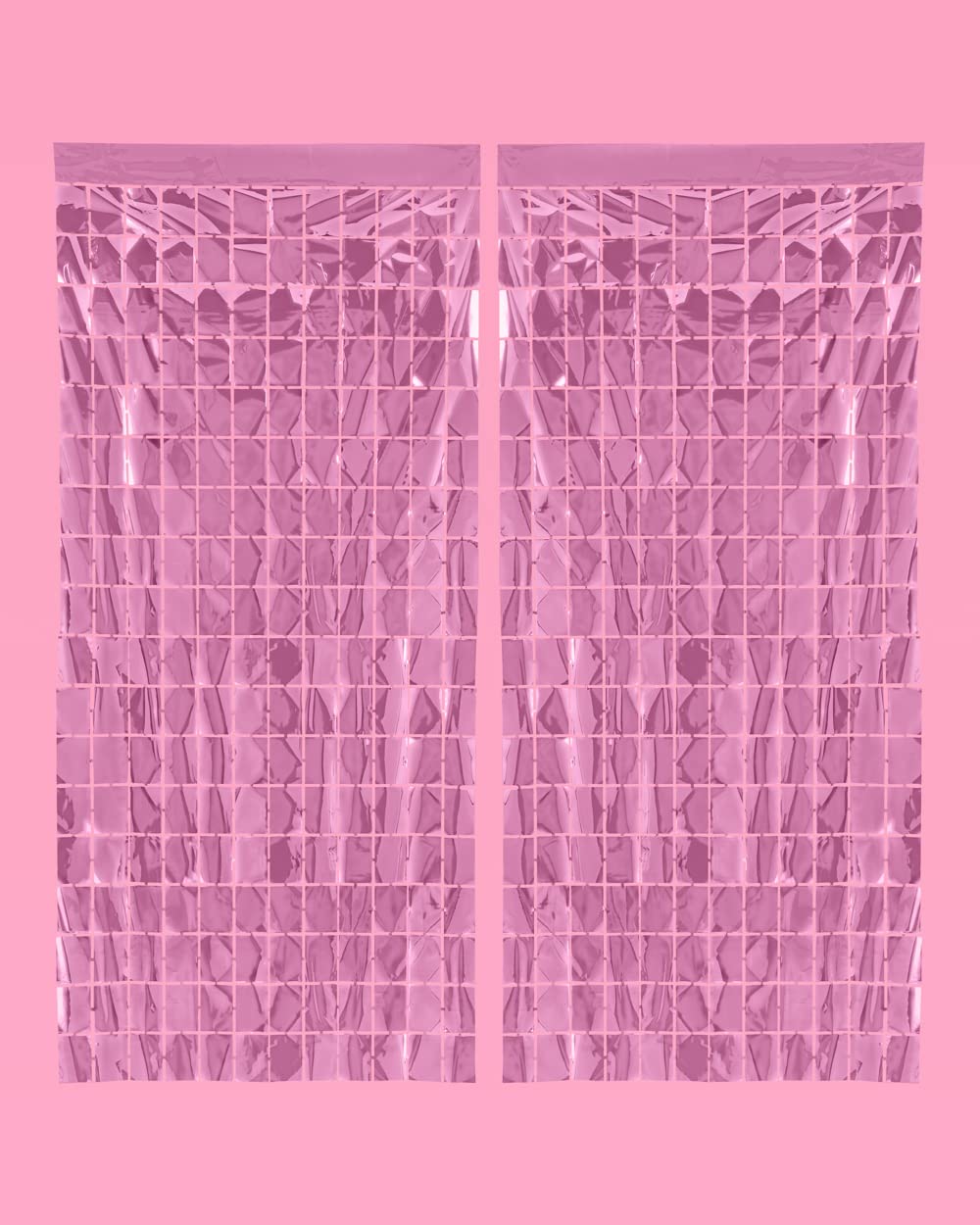 Xo, Fetti Decorations Pink Square Foil Curtain   Set Of 2 | Bachelorette Party Decorations, Checkered Party, Birthday Backdrop,