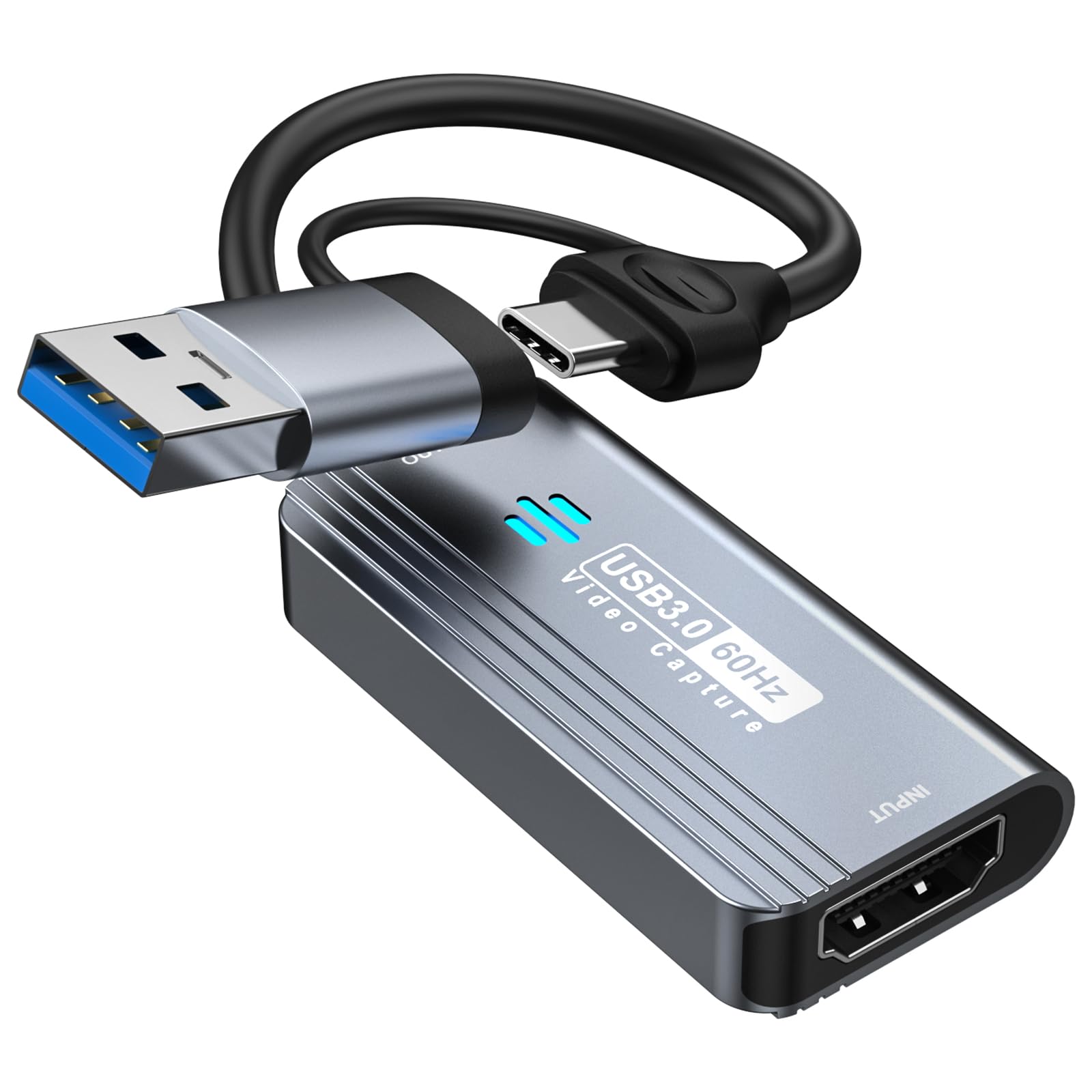 Papeaso Video Capture Card, 4K HDMI to USB/USB C 3.0 Capture Card, 1080P 60FPS Video Capture Device, for Streaming, Teaching,Gam