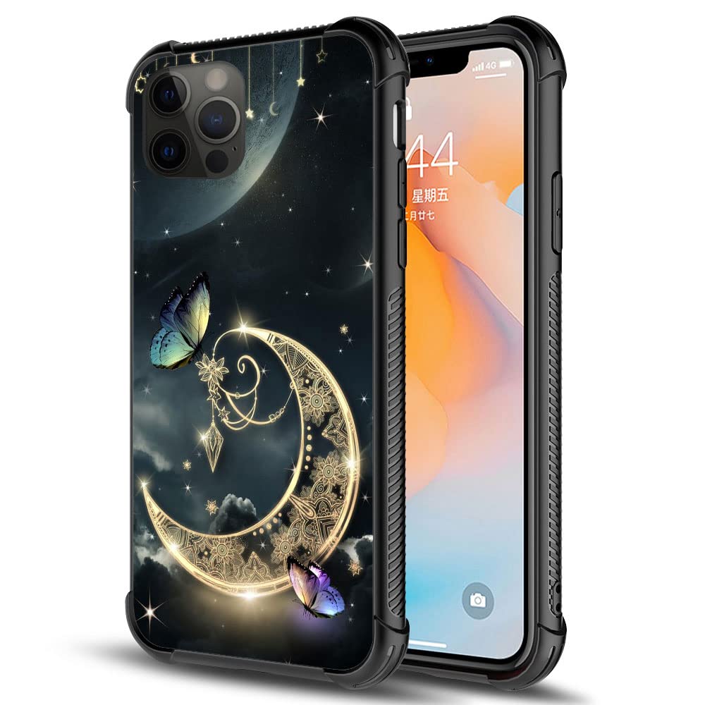 Daizag Compatible With Case For Iphone 13 Mini, Golden Retro Fantasy Starry Moon Butterfly Iphone 13 Mini Cases For Man Woman, A