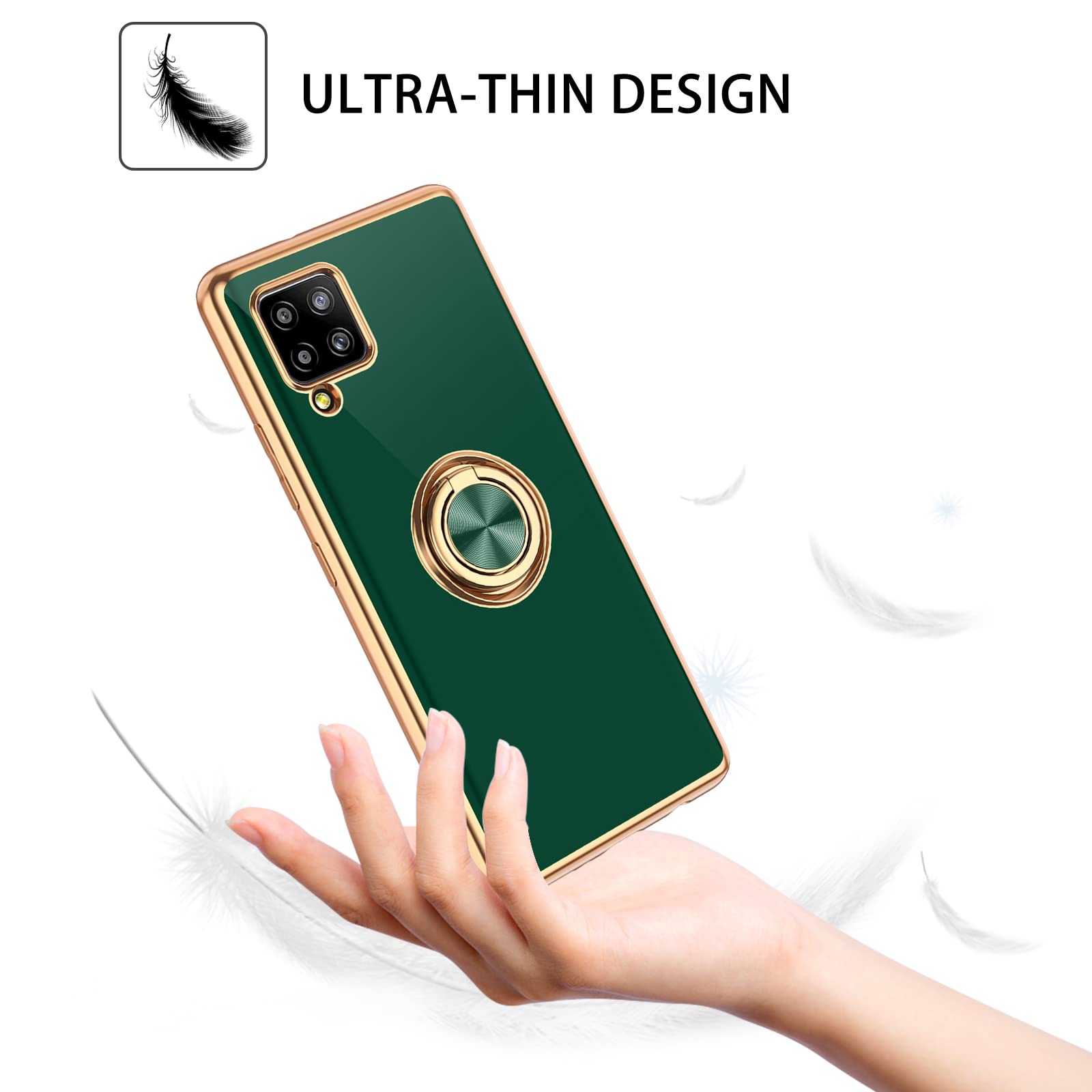 Duedue Samsung Galaxy A42 Case With Ring Holder Kickstand 360 Degree Rotation Magnetic Car Finger Soft Tpu Slim Cover Shockproof