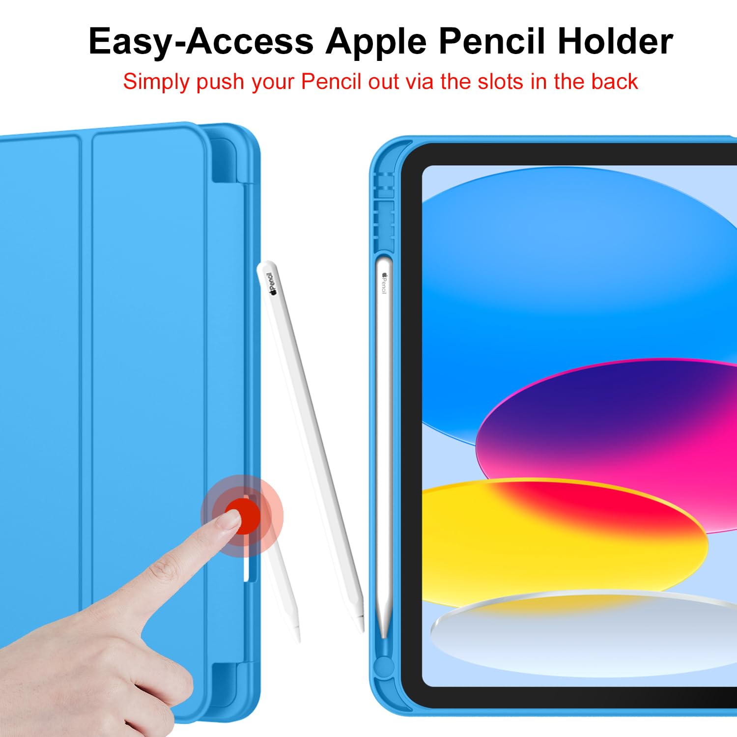 Imieet New Ipad (A16) 11Th Generation Case 11 Inch 2025, Ipad 10Th Generation Case 2022 10.9 Inch With Pencil Holder, Trifold Stand Smart Cover With Soft Tpu Back,Auto Wake/Sleep(Ocean Blue)