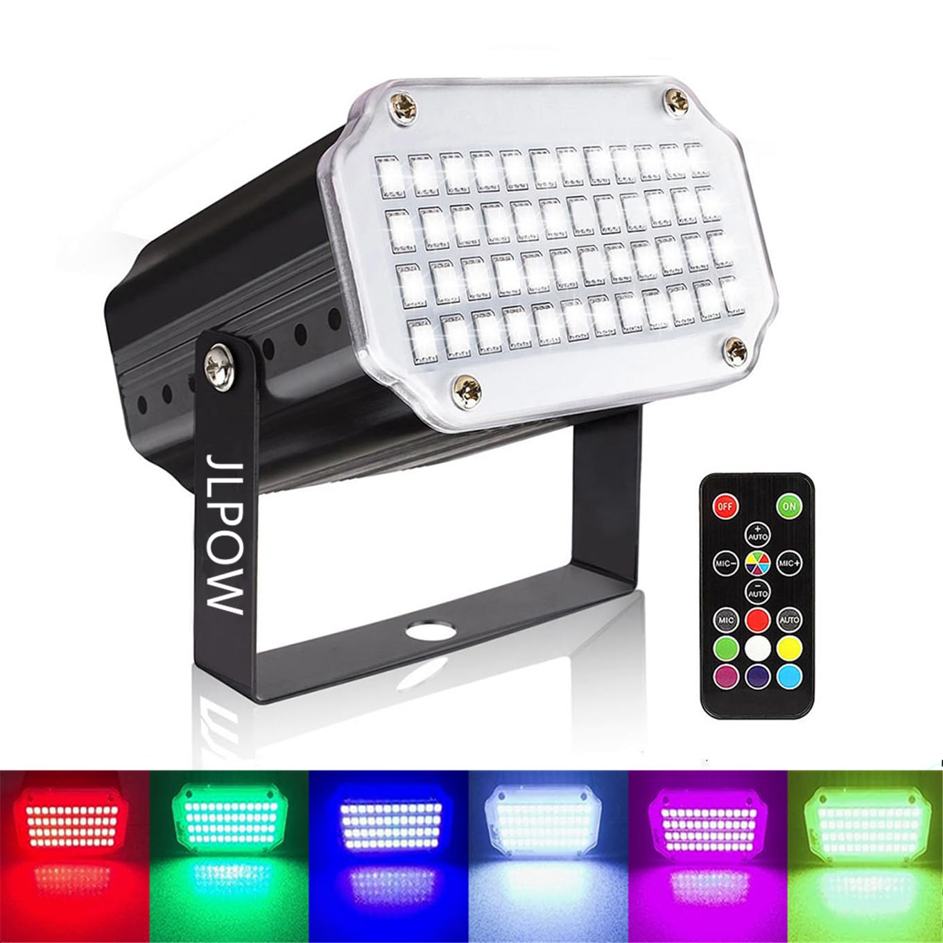 Halloween Strobe Light With Remote, Jlpow Sound Activated Mini Strobe Lights Super Bright 48 Rgb Led, Remote Control Flash Stage