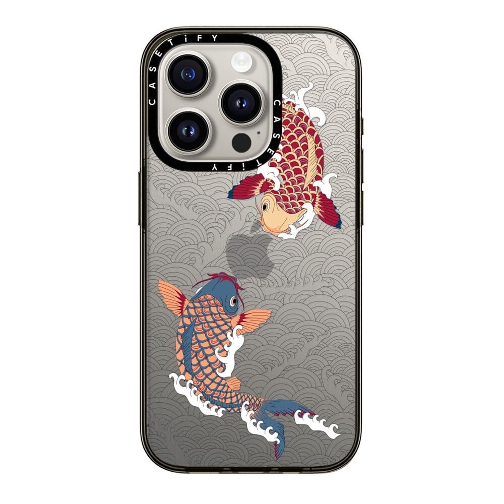Casetify Compact Iphone 15 Pro Case [2X Military Grade Drop Tested / 4Ft Drop Protection]   Koi Fish Japanese Tattoo   Clear Bla
