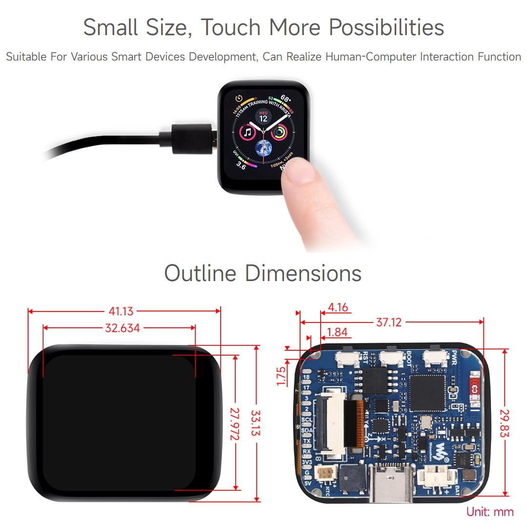 Waveshare Esp32 S3 1.69Inch Touch Display Development Board, 240  280 Pixels, Micro Lcd Display With Esp32 S3, 262K Color, Compa