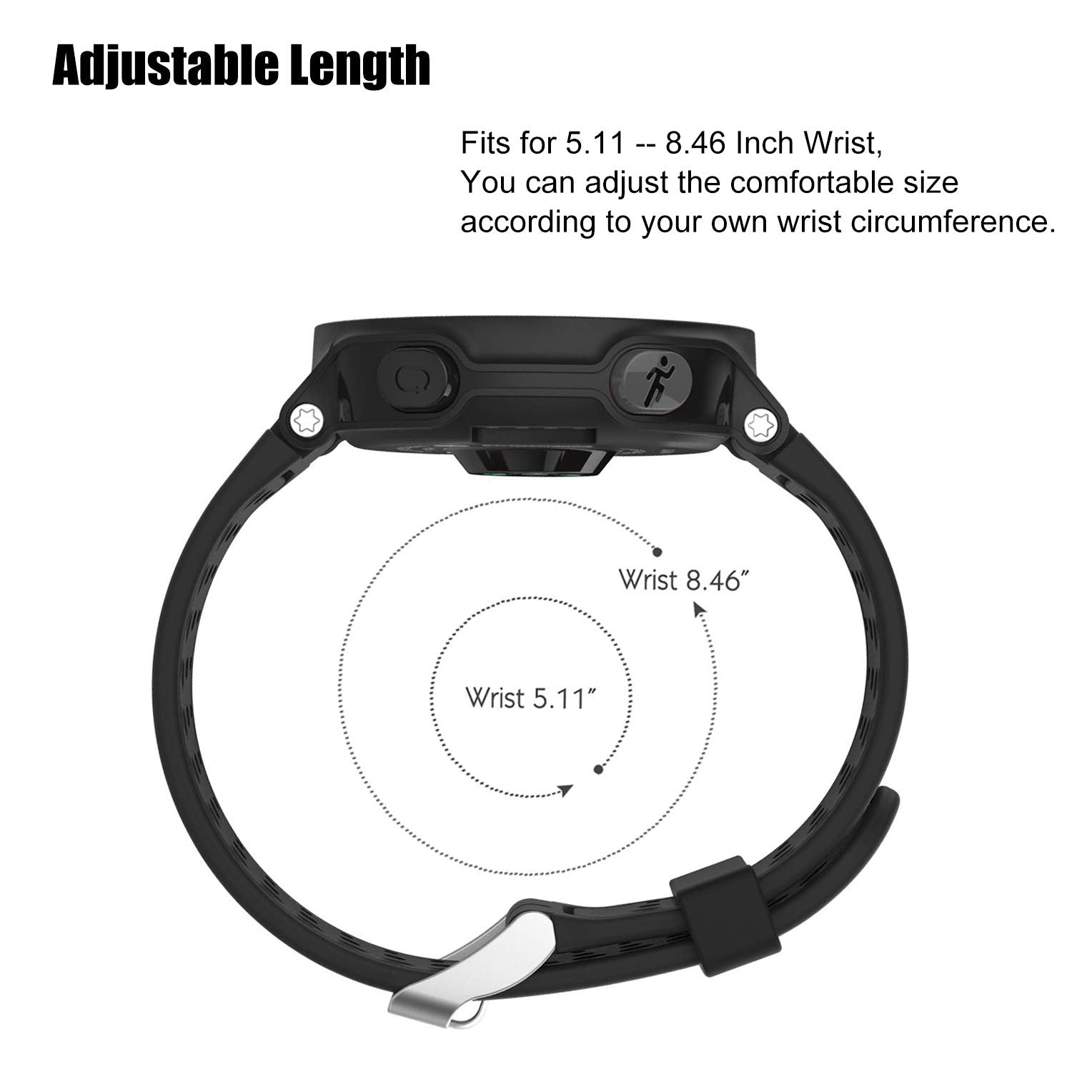 Replacement Smart Wrist Watch Accessory Band Strap For Garmin Forerunner 220/230/235/620/630/735Xt/235Lite Free Size 5.11-8.46