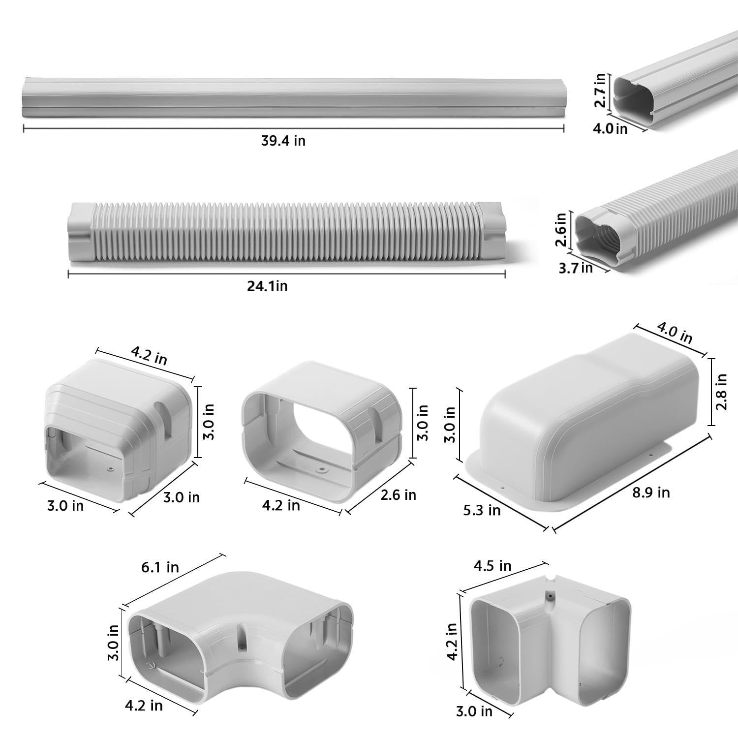 Turbro 4'' W    14' L Decorative Pvc Line Cover Kit For Mini Split And Central Air Conditioners, Ac Heat Pumps Systems