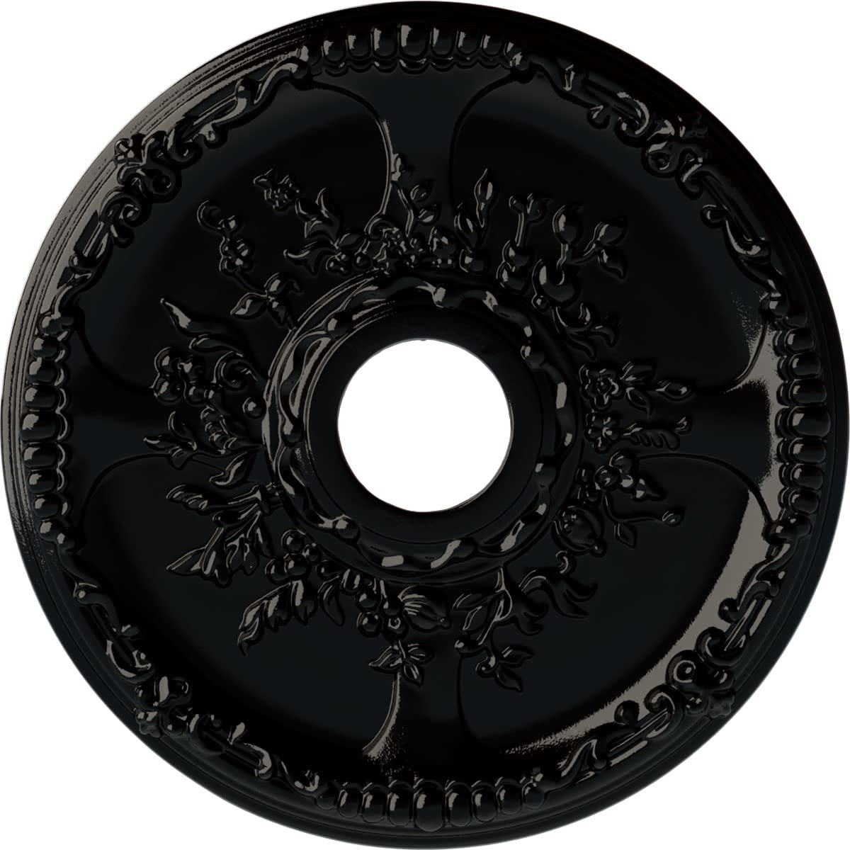 Ekena Millwork Cm18Sebps Antioch Ceiling Medallion, 18''Od X 3 1/2''Id X 1 3/8''P, Hand Painted Black Pearl