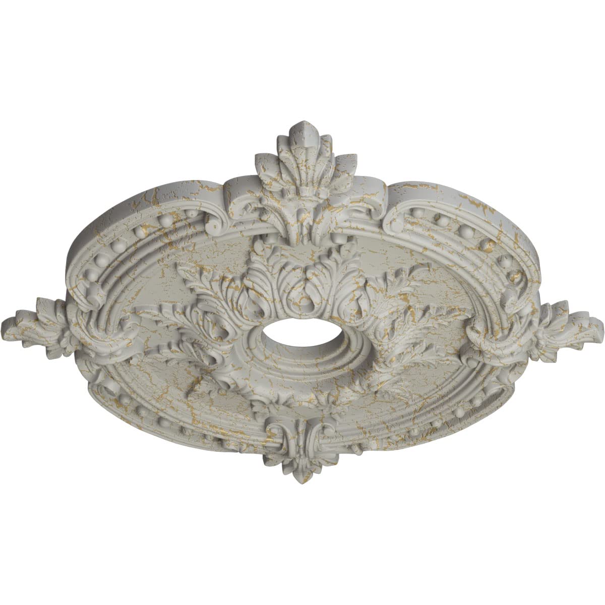 Ekena Millwork Cm28Bepcc Benson Classic Ceiling Medallion, 28 3/8''Od X 3 3/4''Id X 1 5/8''P, Hand Painted Pot Of Cream Crackle