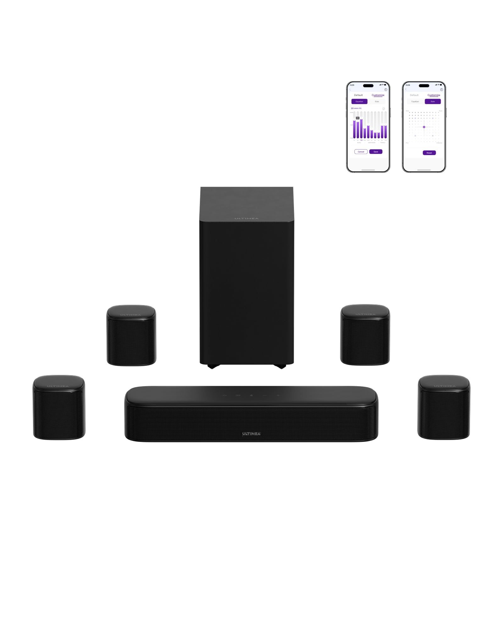 ULTIMEA 7.1ch Surround Sound Bar for Smart TV, with 4 Surround Speakers, Peak Power 330W, Surround Sound System Soundbar with Su