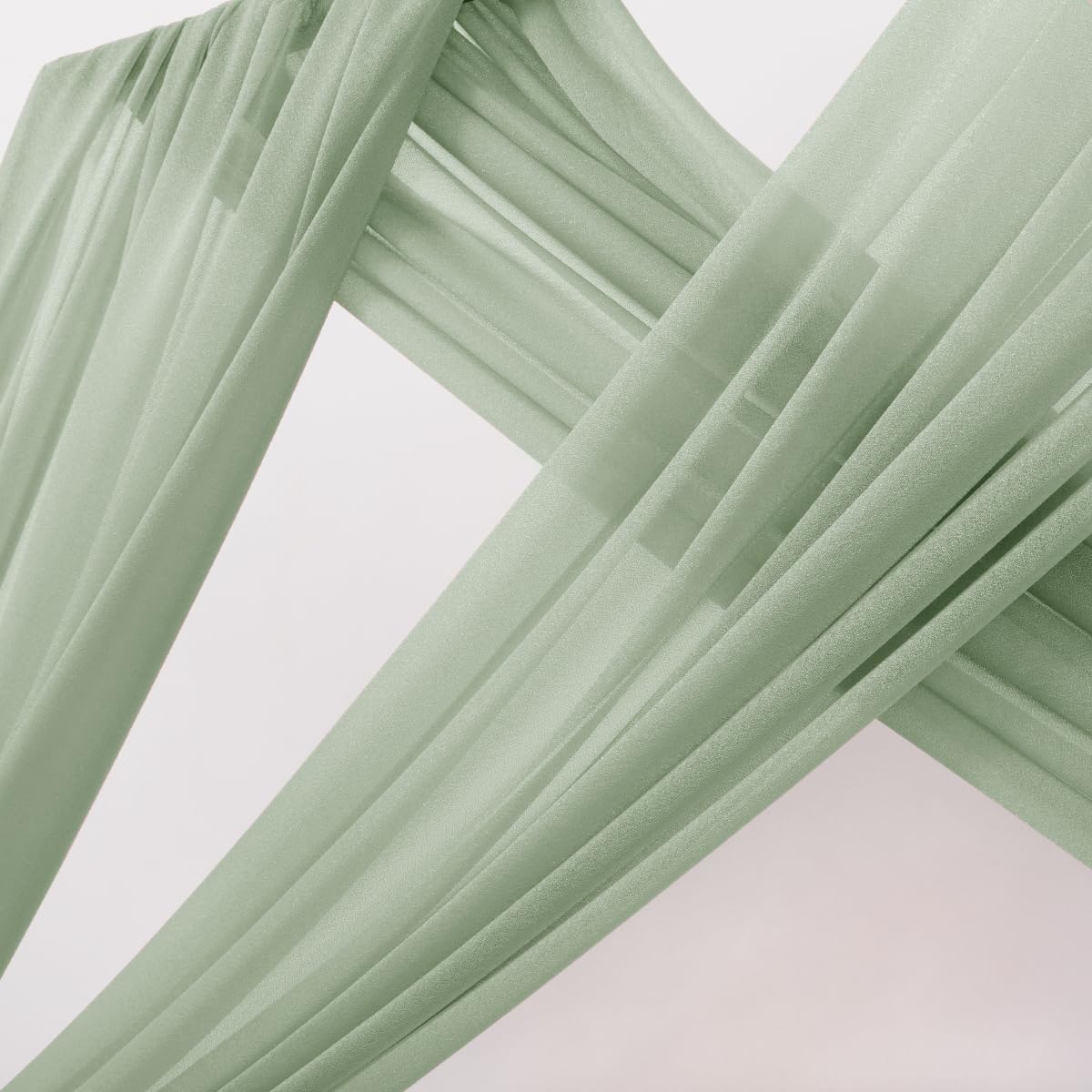Mlmc Wedding Arch Draping Fabric 2 Panels 29'' X 20Ft Sage Green Chiffon Drapery Sheer Backdrop Curtains For Ceremony Wedding Ce