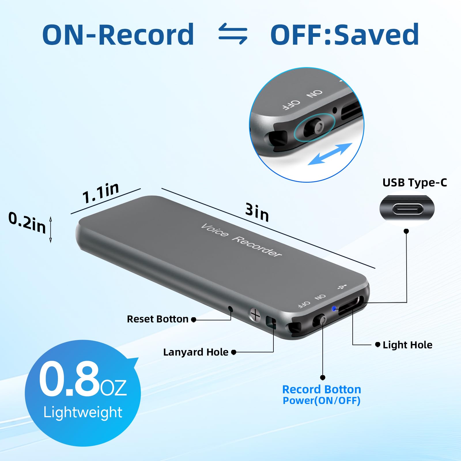 128Gb(1800Hrs) Howabo Voice Activated Recorder With Playback, 40Hrs Recording Device With Metal Housing, 1536Kbps Digital Voice