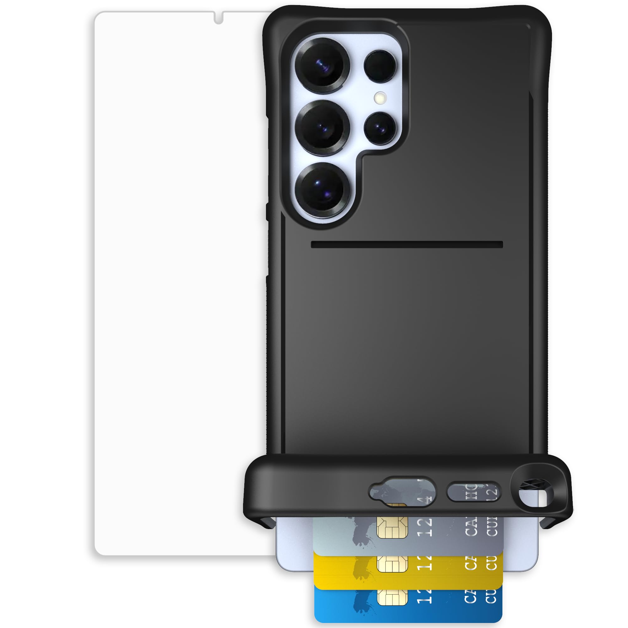 Scooch for Samsung Galaxy S25 Ultra Case with Card Holder, Wingmate Wallet Case with Hidden Card Slot, Bundled with Tempered Gla