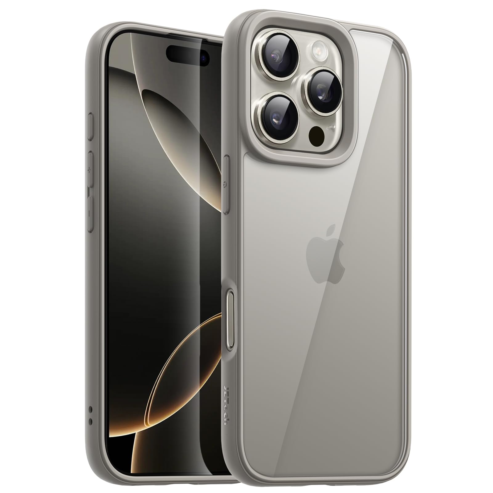 JETech Case for iPhone 16 Pro 6.3-Inch, Shockproof Phone Bumper Cover, Solid Color Matte TPU Frame, Anti-Scratch Clear Back (Nat
