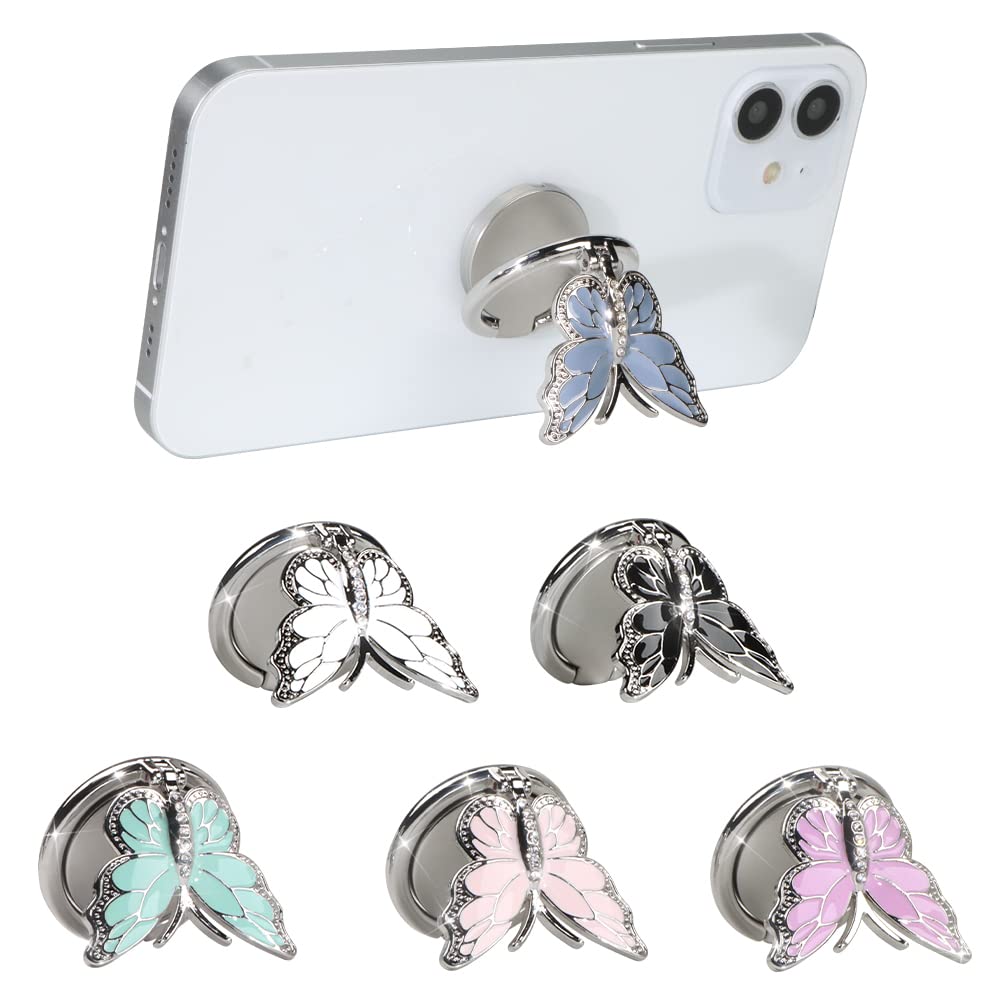 Lsl Cute Butterfly Cell Phone Ring Holder 360   Rotation Metal Finger Stand Kickstand Universal Compatible With Iphone Samsung G