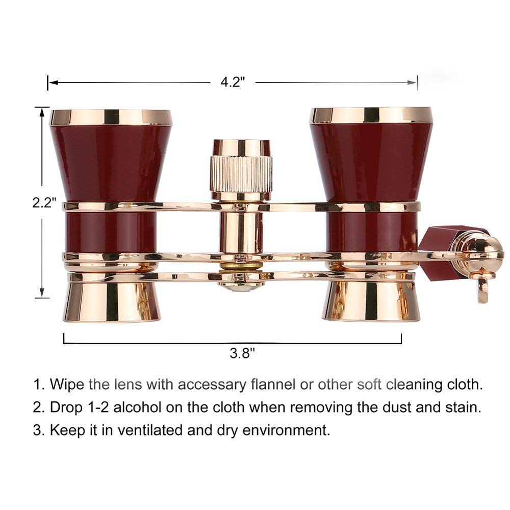 Aiscrofa Opera Glasses Binoculars 3X25,Mini Binocular Compact Lightweight,With Chain For Adults Kids Women In Musical Concert