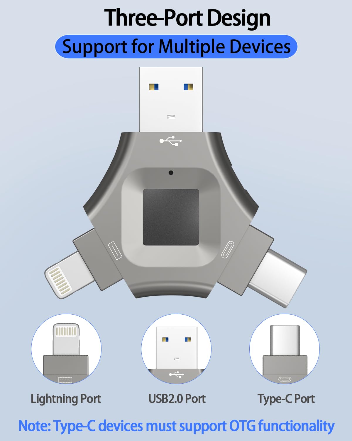 64Gb, Fingerprint Unlocked Usb Flash Drive, Secure Password Protected Usb Disk,Suitable For Iphone 3 In 1 Encrypted Drive,Encryp