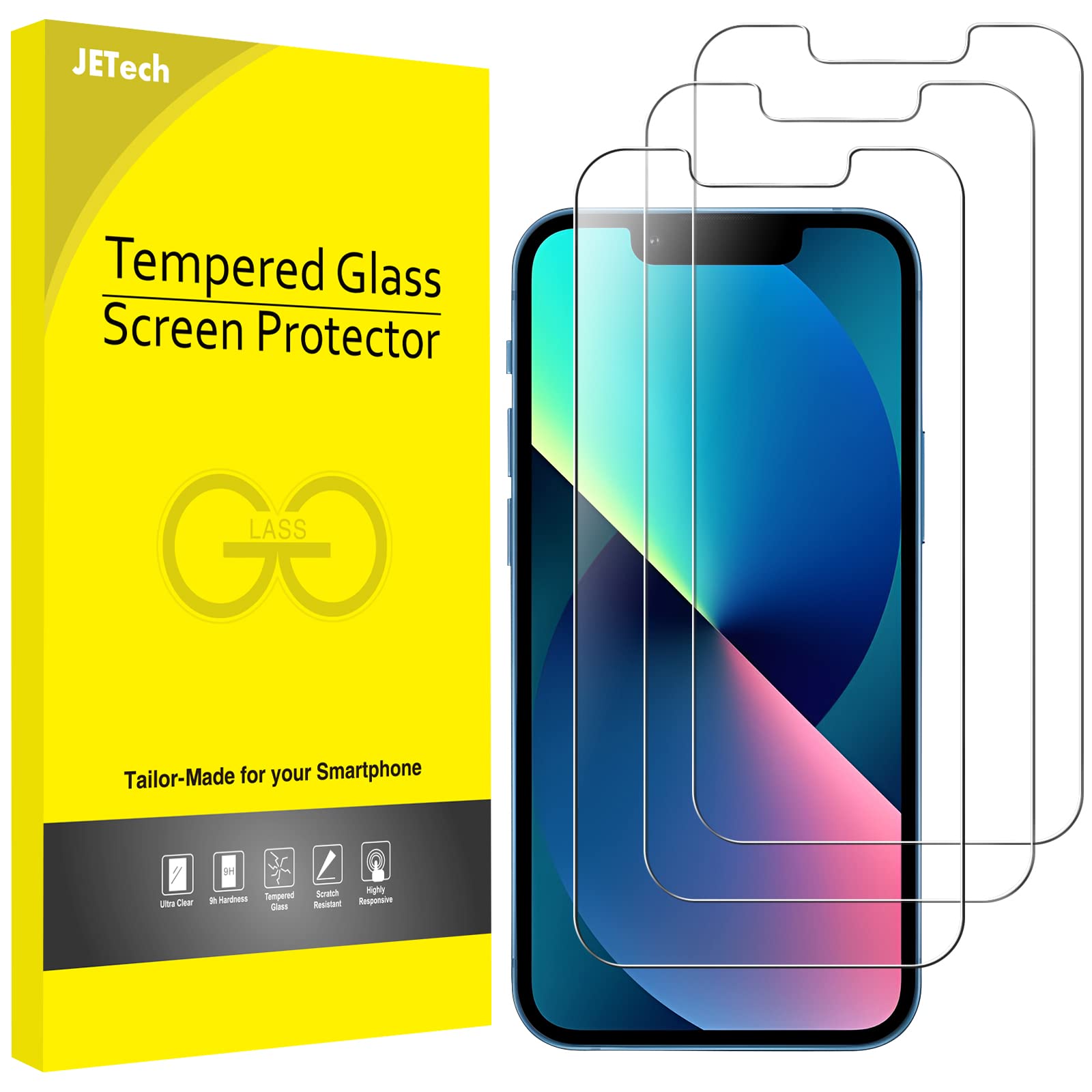 Jetech Screen Protector Compatible With Iphone 13 Mini 5.4 Inch, Tempered Glass Film, 3 Pack