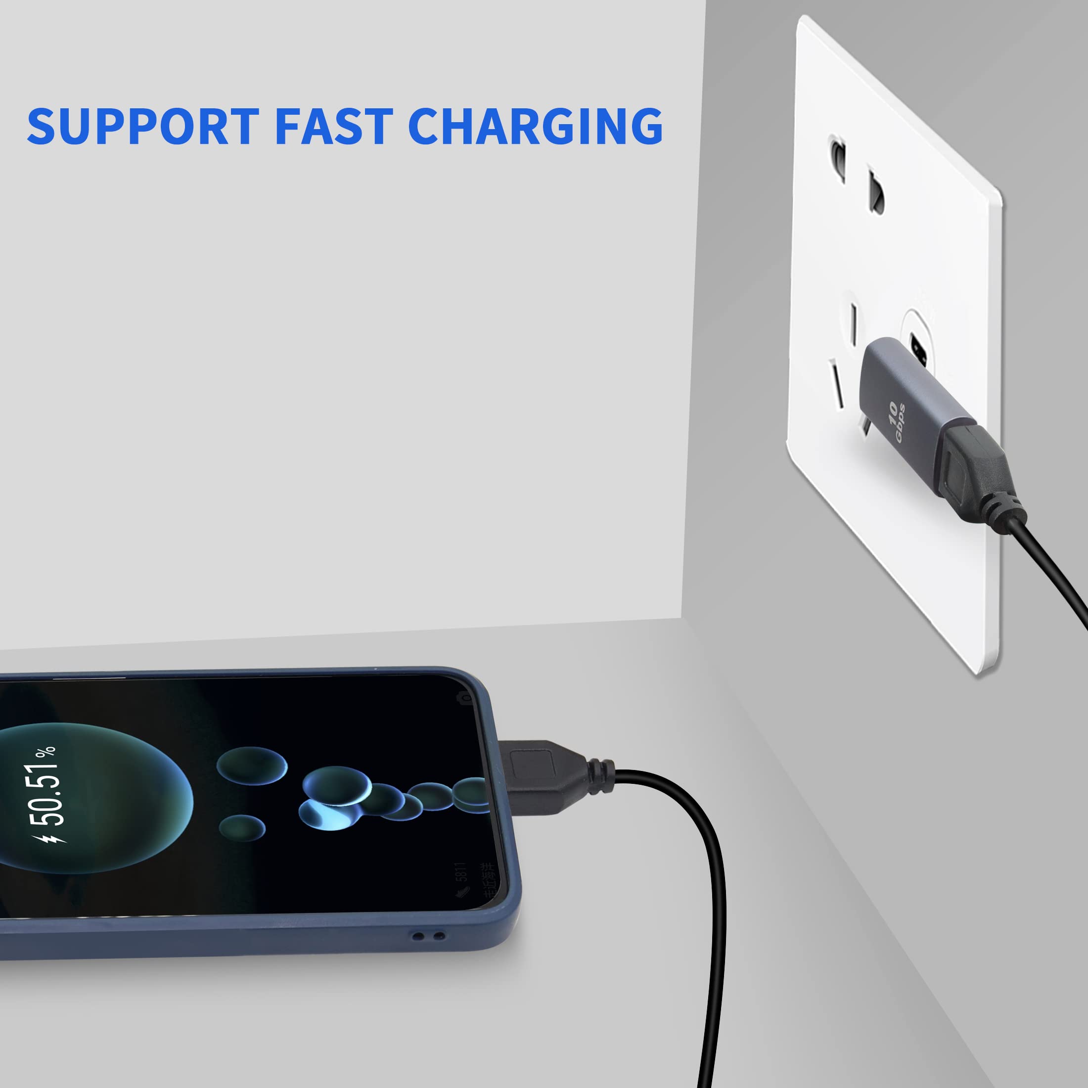 Qianrenon 90Usb 3.1 To Usb C Adapter Usb A Male To Type C Female Right Angle Coupler 10Gbps Otg Data Transfer Converter Connecto