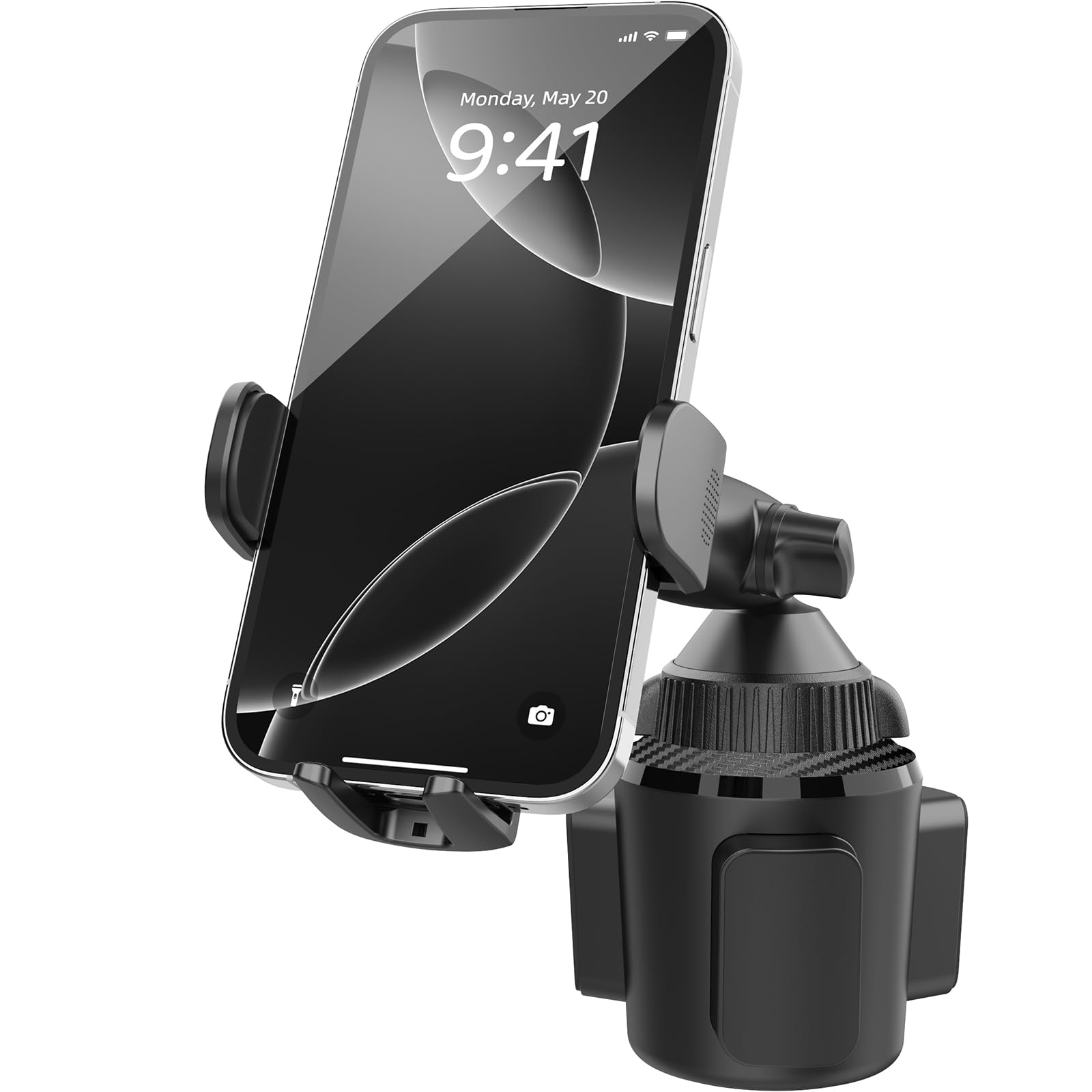 Apps2Car Sturdy Cup Phone Holder Mount For Car, Adjustable Height & Reach, Flexible Long Arm With Multi-Ball Pivot, One-Hand Ope