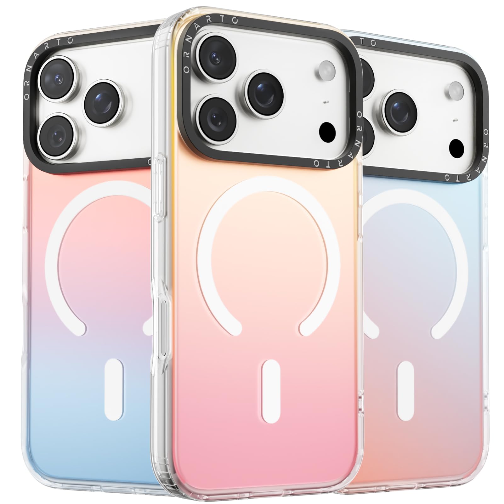 ORNARTO Compatible with iPhone 17 Pro Max Case 6.9, Electroplated Iridescent Gradient Cover, Compatible with MagSafe, Slim Rainb