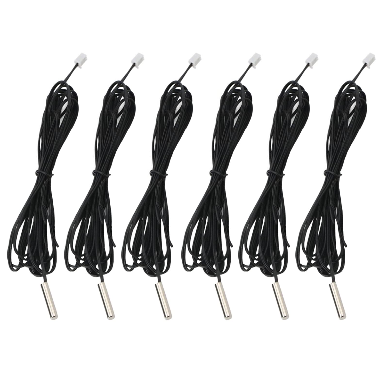Aediko 6Pcs 10K Temperature Sensor Probe 1M Ntc3950 Thermistor Stainless Steel Temp Sensor Probe Digital Temperature Transmitter